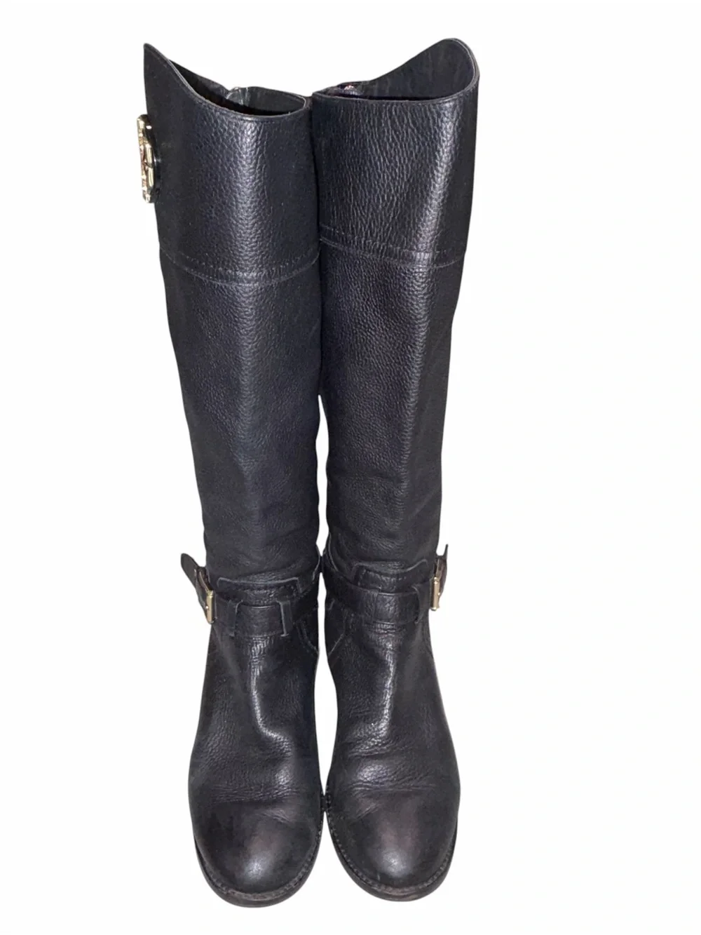 Tory Burch Black Pebbled Leather Teresa Tall Riding Boots Shoes size 6